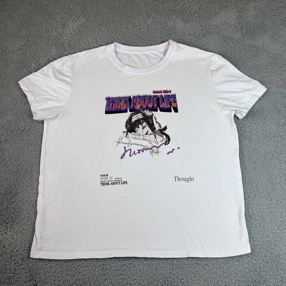 SHEIN Tops - Shein T Shirt XL‎ Bad Girl “Think About Life” Anime Graphic Short Sleeves Tee
